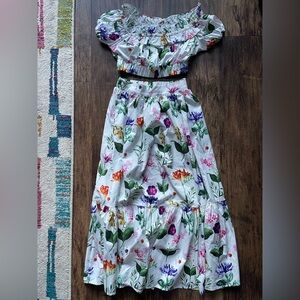 Nique Vintage Floral Set in Green and White